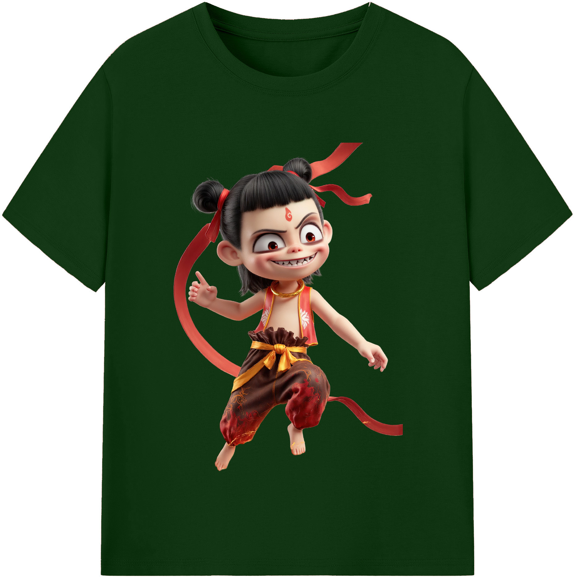 （画像用） Ne Zha 2 ナタ 魔童の大暴れ 綿100％半袖Tシャツ（フロントプリント）
